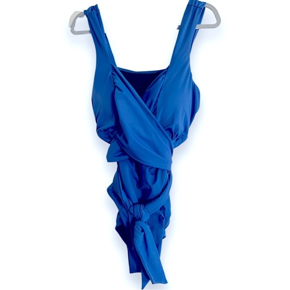 Swimsuits For All Sexy Wrap Royal Blue Swimsuit Size 24 - Picture 3 of 6